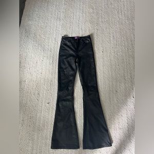 Lightly worn faux leather flare pants